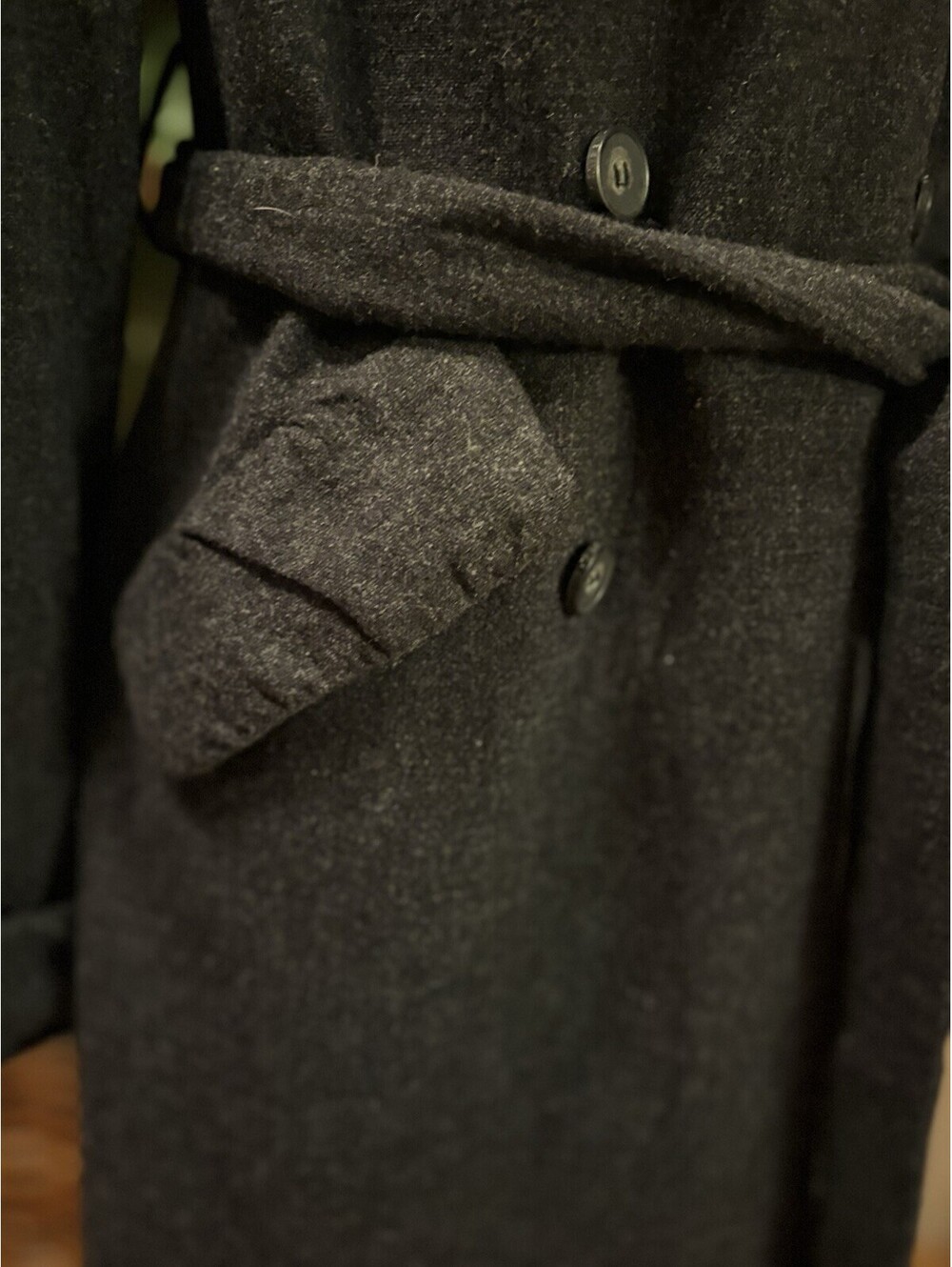ALLSAINTS Spitalfields Charcoal Gray Double Breasted Wool Trench Coat Size 12 - Picture 4 of 6